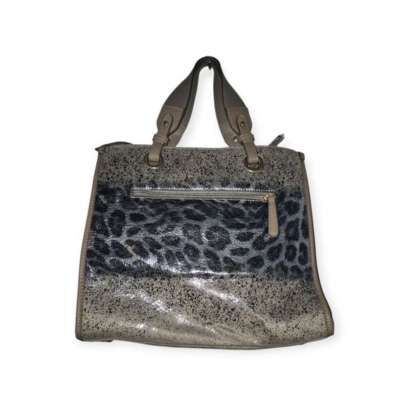 Sondra Roberts Squared Animal Print Taupe Crossbody Tote Bag - Picture 3 of 11